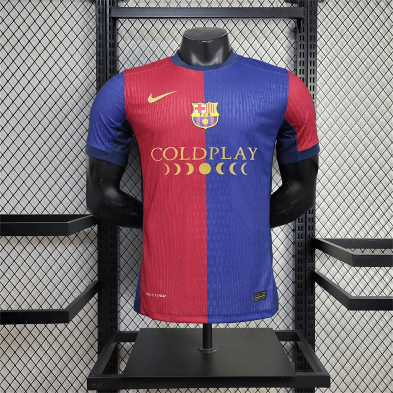 Camisa I Barcelona | 24/25 Modelo Jogador Nike - Vermelha e Azul (Coldplay)