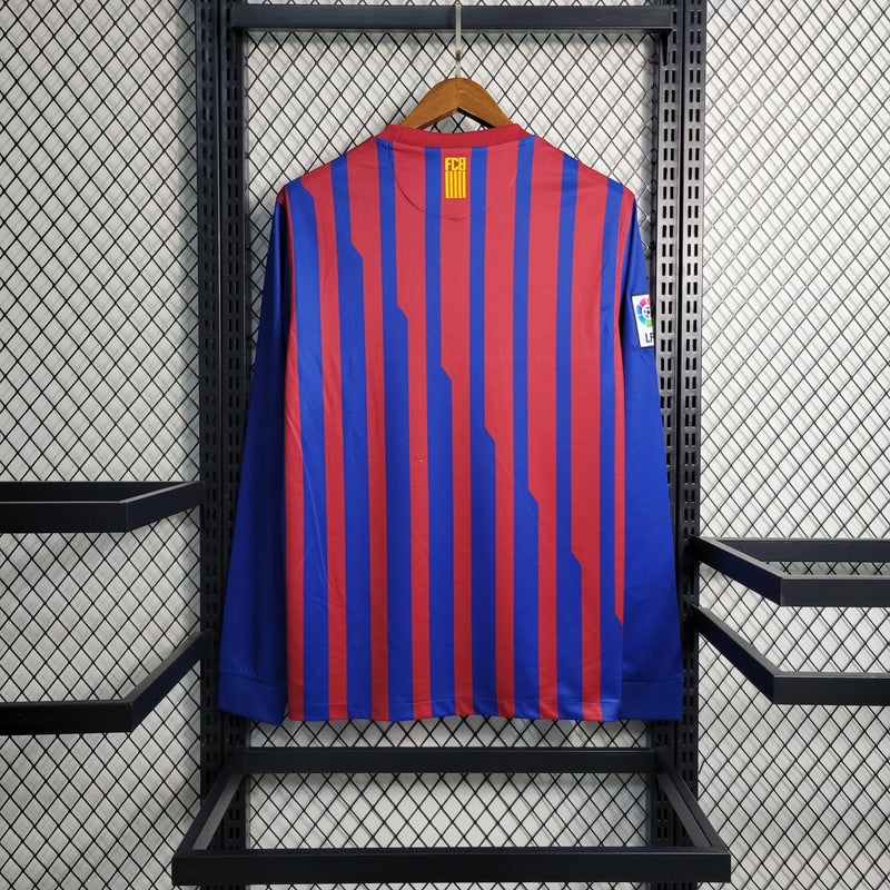 Camisa I Barcelona Retrô | 11/12 Nike - Azul e Vermelha - Manga Longa