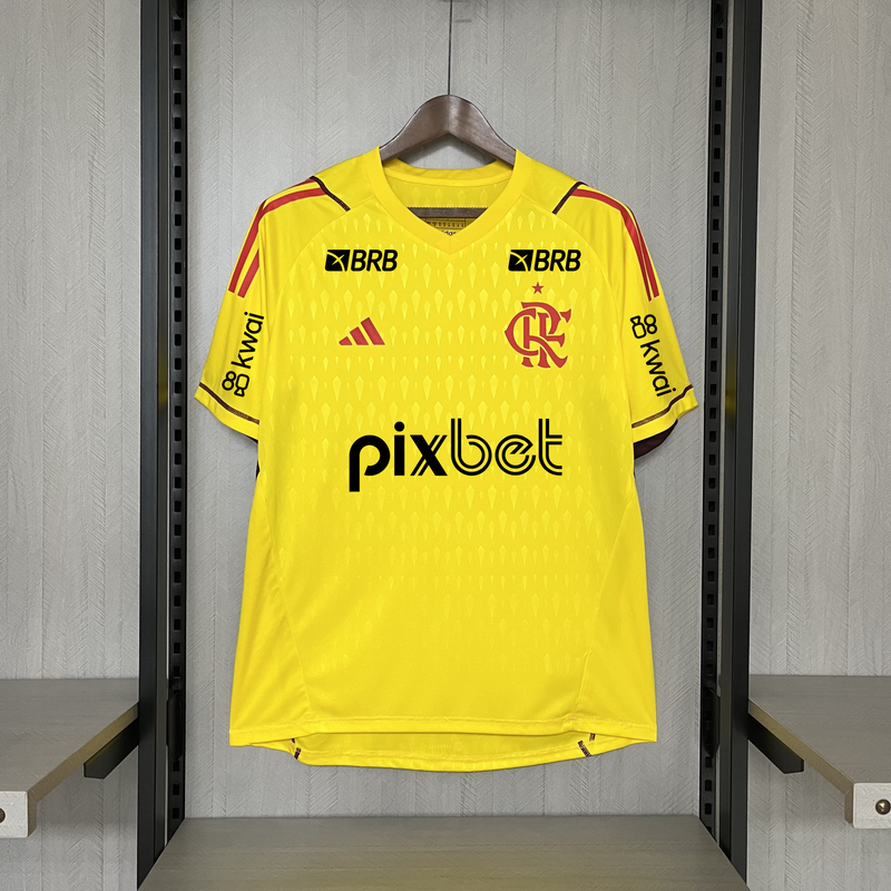 Camisa Goleiro Flamengo | 24/25 Torcedor Adidas - Amarela (Patrocinios)