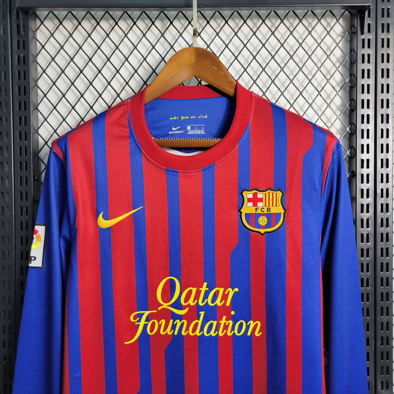 Camisa I Barcelona Retrô | 11/12 Nike - Azul e Vermelha - Manga Longa