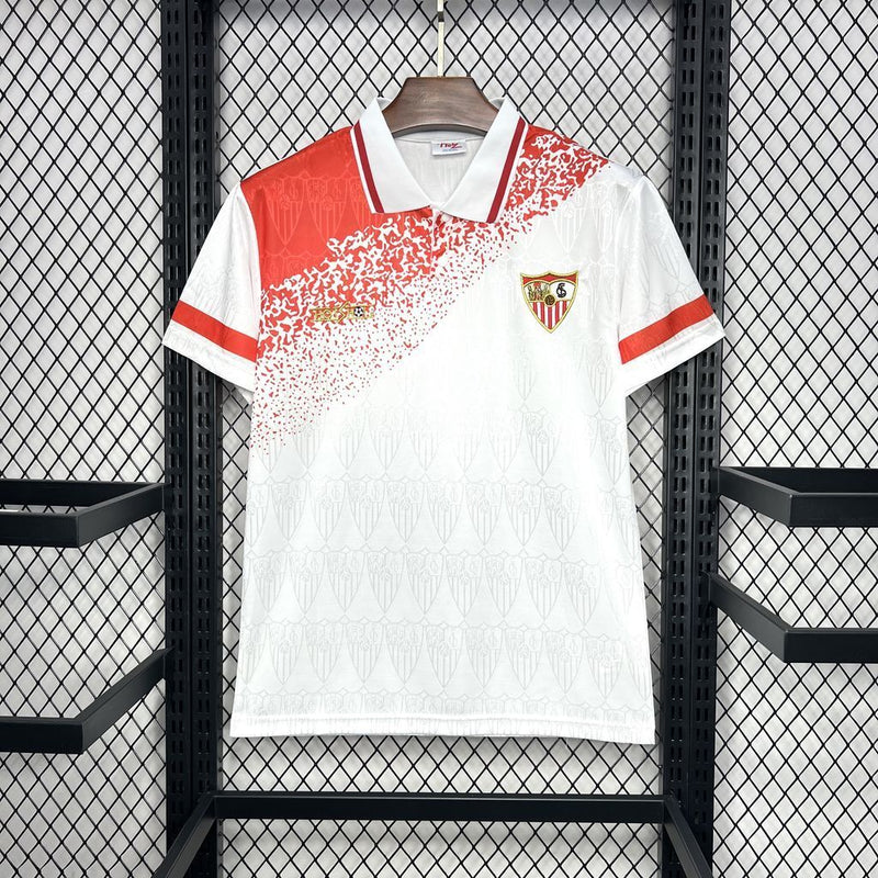 Camisa I Sevilla Retrô | 93/94 Hot Shot - Branca e Vermelha