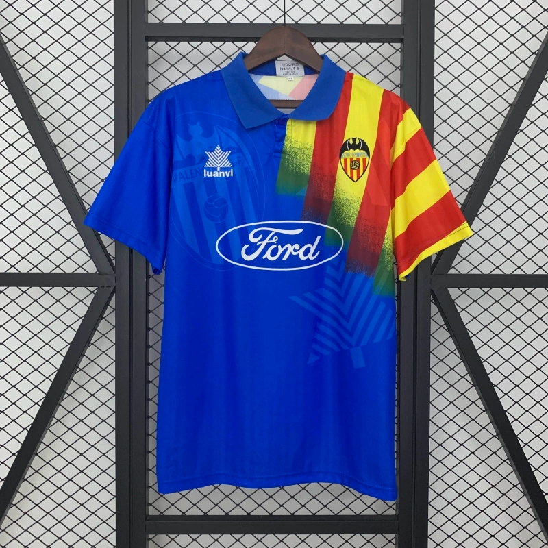Camisa II Valencia Retrô | 95/96 Luanvi - Azul Vermelha e Amarela