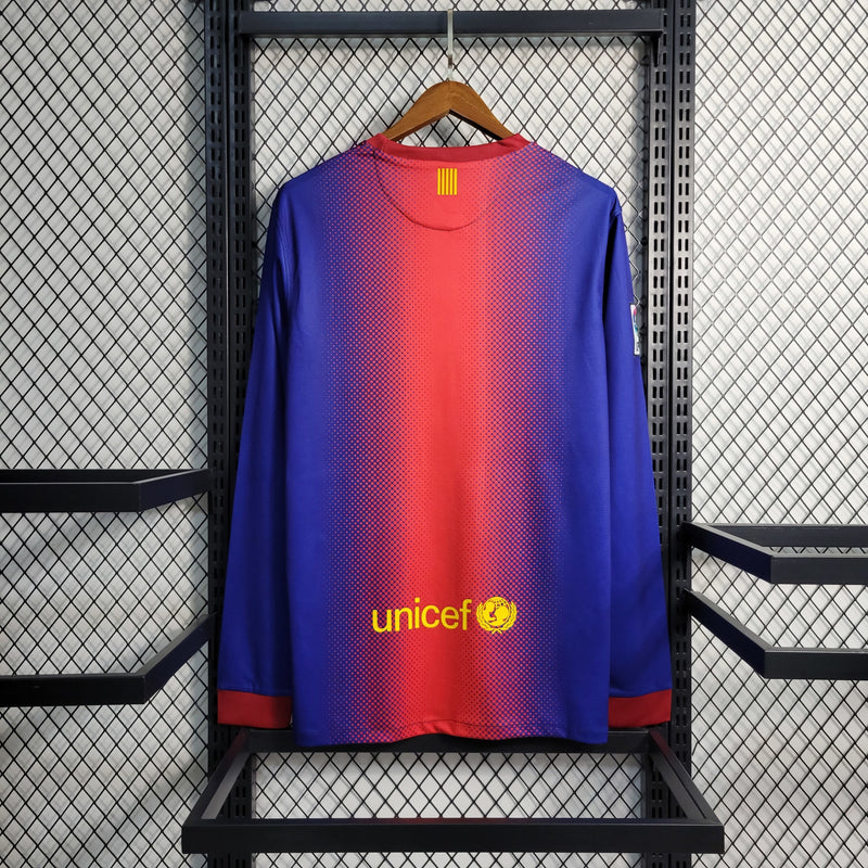 Camisa I Barcelona Retrô | 12/13 Nike - Azul e Vermelha - Manga Longa