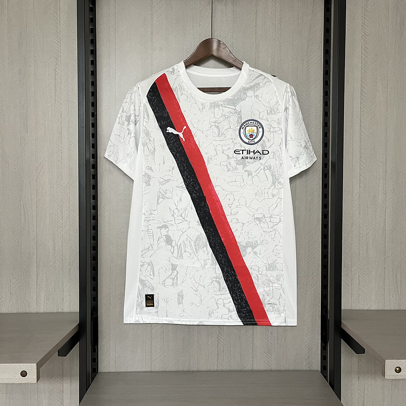 Camisa II Manchester City | 2025 Torcedor Puma - Branca Vermelha e Preta