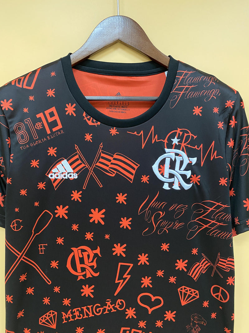 Camisa Pré Jogo Flamengo | 22/23 Torcedor Adidas - Preta e Vermelha