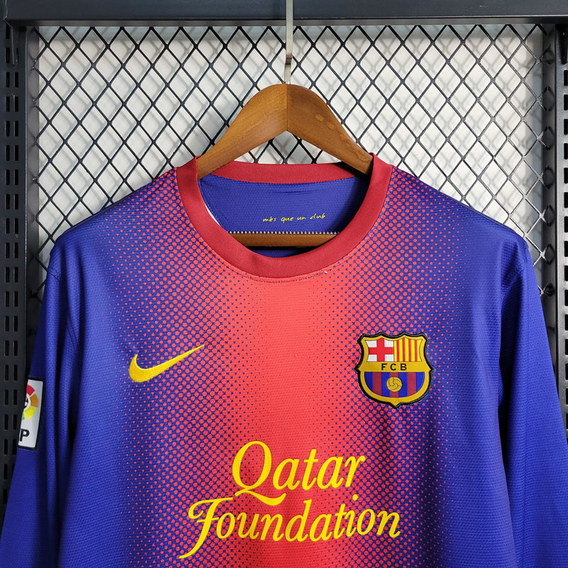 Camisa I Barcelona Retrô | 12/13 Nike - Azul e Vermelha - Manga Longa