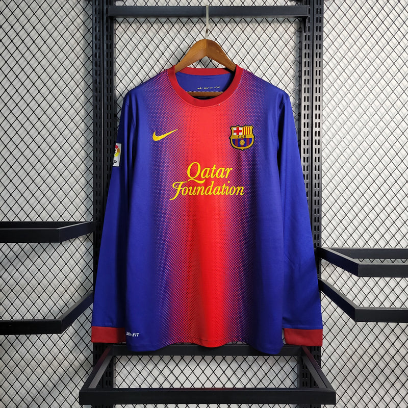 Camisa I Barcelona Retrô | 12/13 Nike - Azul e Vermelha - Manga Longa