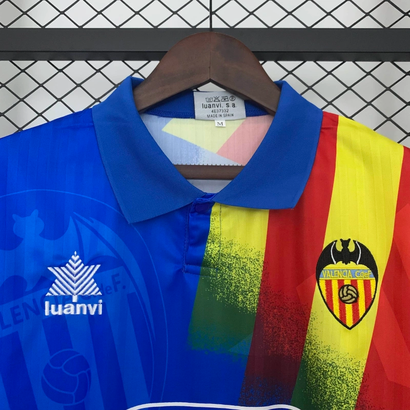 Camisa II Valencia Retrô | 95/96 Luanvi - Azul Vermelha e Amarela