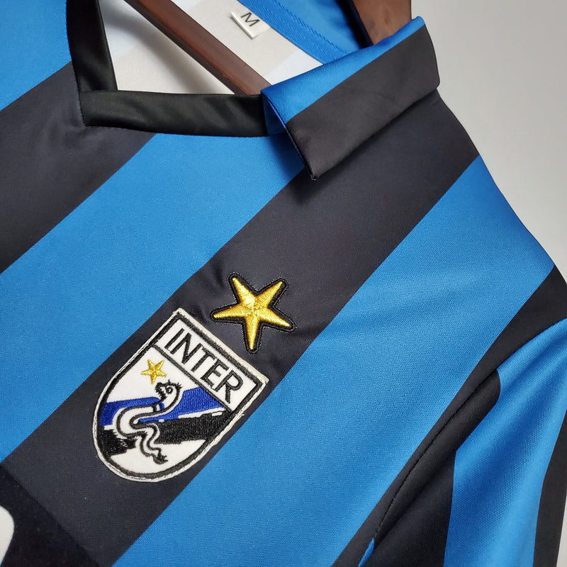 Camisa I Inter de Milão Retrô | 88/90 Uhlsport - Azul e Preta