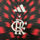 Camisa Pré Jogo Flamengo | 25/26 Torcedor Adidas - Preta e Vermelha (Patrocínios)