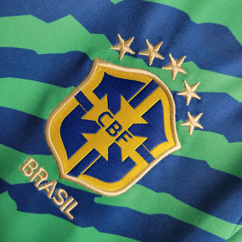 Camisa Pré Jogo Brasil | 2022 Torcedor Nike - Azul e Verde