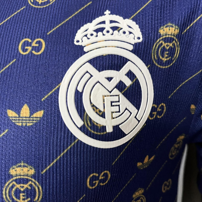 Camisa Gucci x Real Madrid | 24/25 Modelo Jogador Adidas - Azul