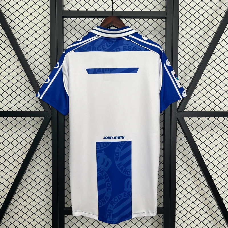 Camisa I Espanyol Retrô | 99/00 John Smith - Branca e Azul