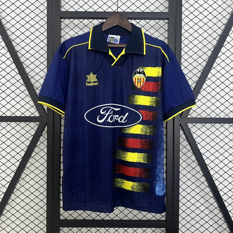 Camisa II Valencia Retrô | 96/97 Luanvi - Azul Vermelha e Amarela