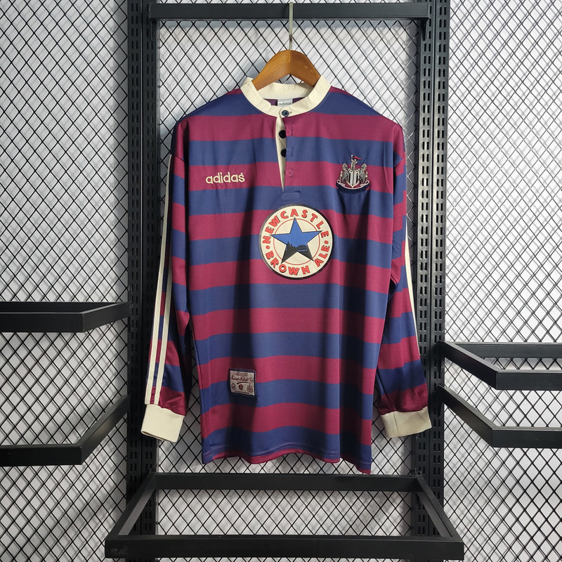 Camisa II Newcastle Retrô | 95/96 Adidas - Vermelha e Azul - Manga Longa