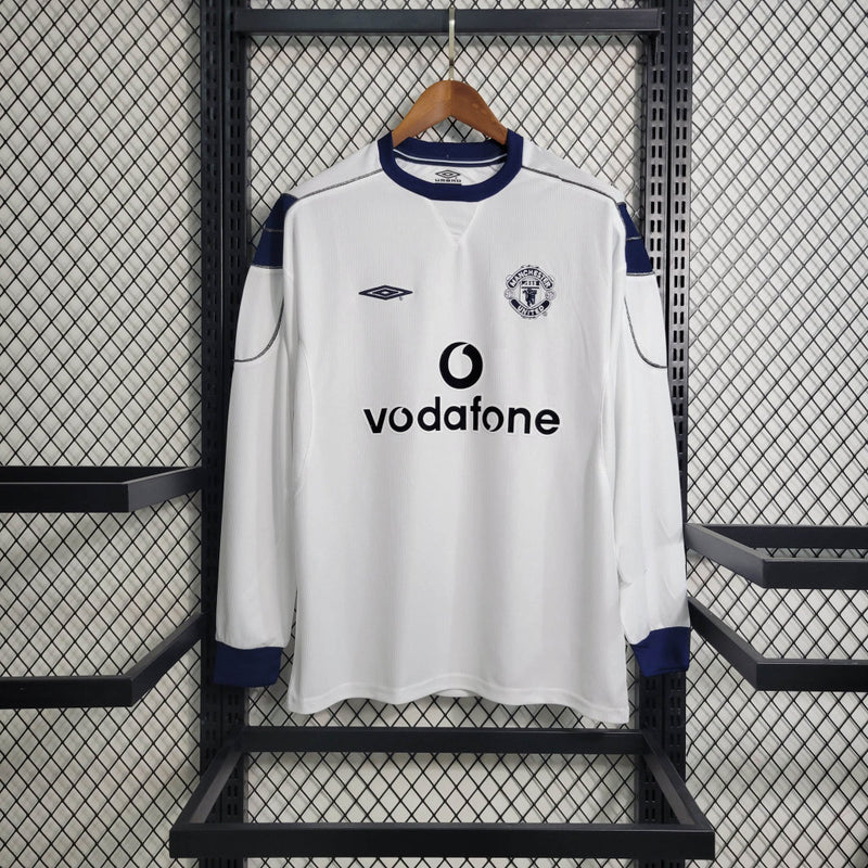 Camisa III Manchester United Retrô | 99/00 Umbro - Branca e Azul - Manga Longa