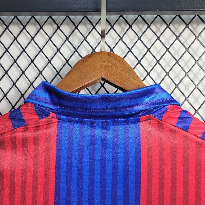 Camisa I Barcelona Retrô | 91/92 Meyba - Azul e Vermelha - Manga Longa
