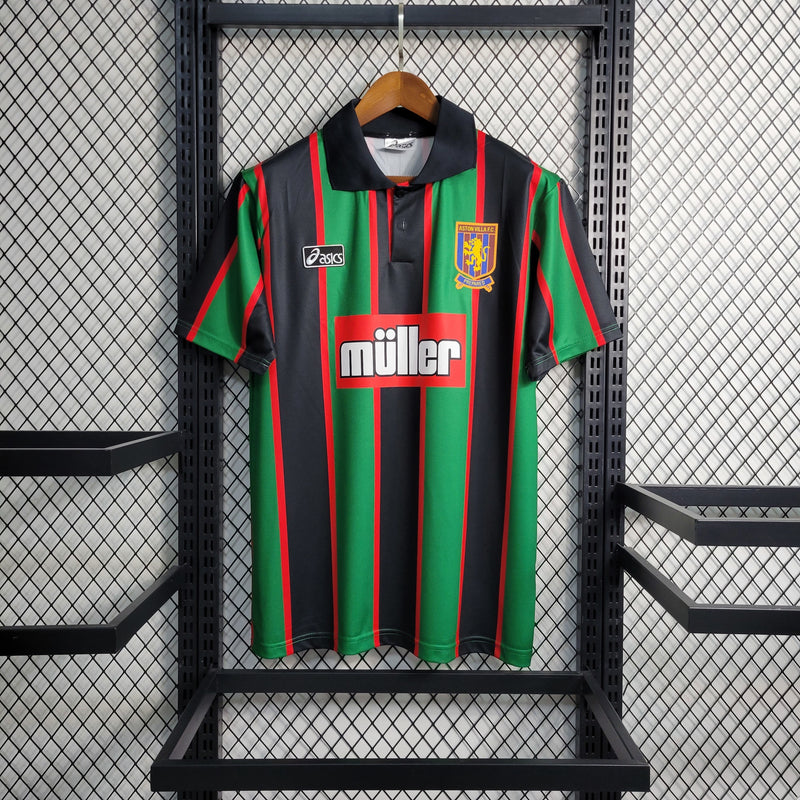 Camisa II Aston Villa Retrô | 93/95 Asics - Verde Vermelha e Preta