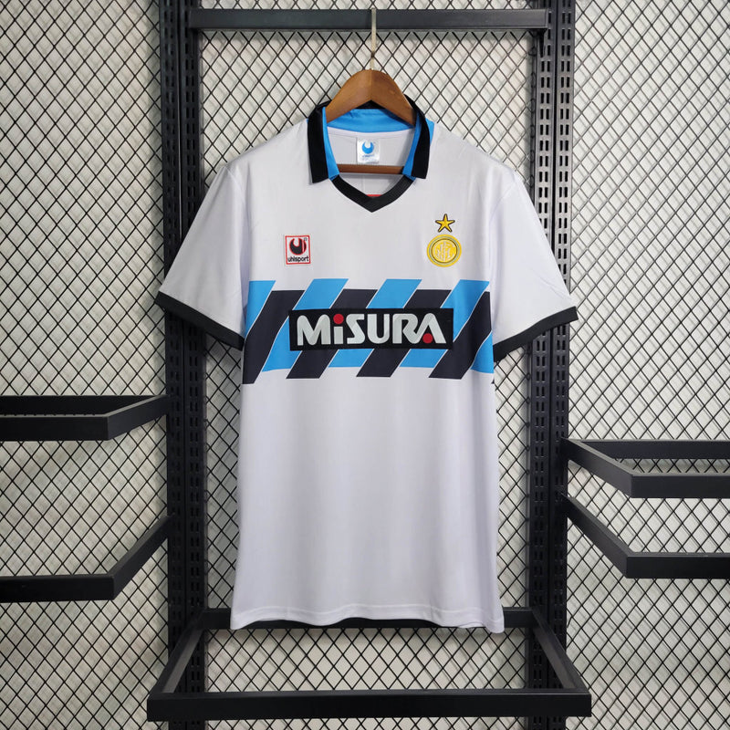 Camisa II Inter de Milão Retrô | 90/91 Uhlsport - Branca Azul e Preta