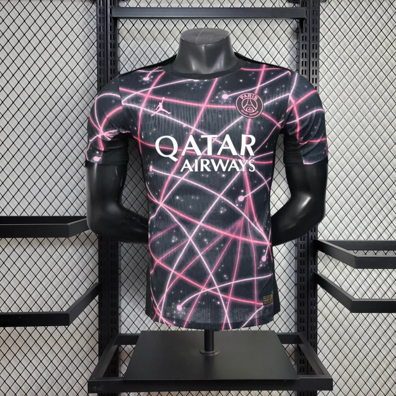 Camisa Pré Jogo PSG | 25/26 Modelo Jogador Nike - Preta e Rosa
