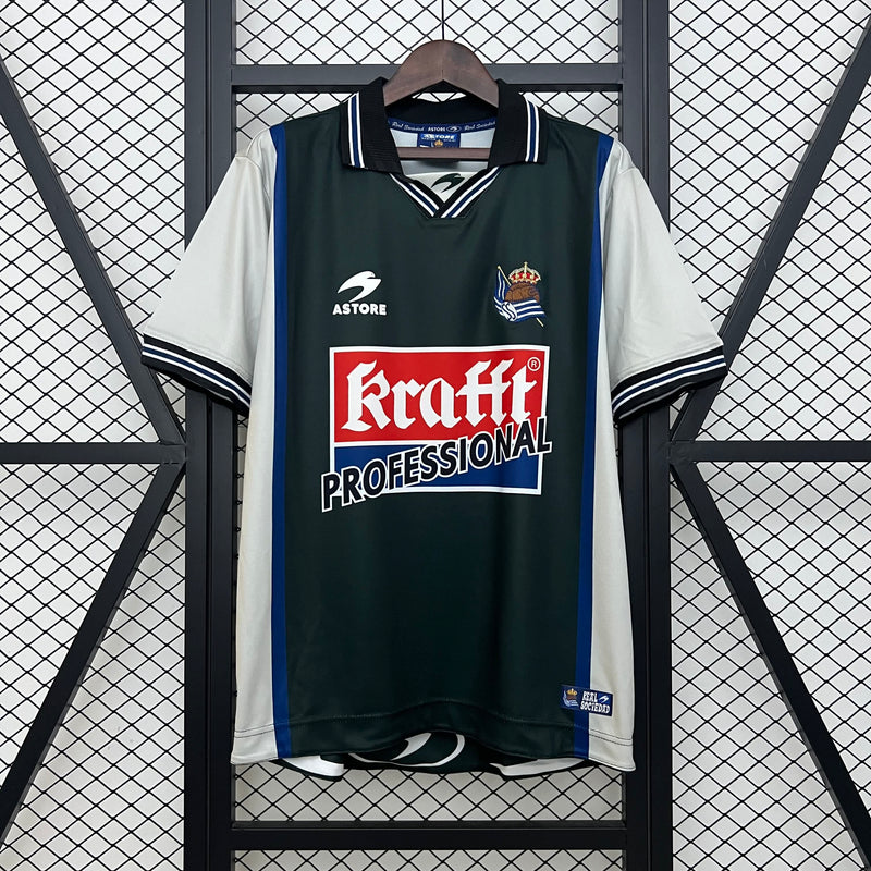 Camisa II Real Sociedad Retrô | 00/02 Astore - Preta e Branca