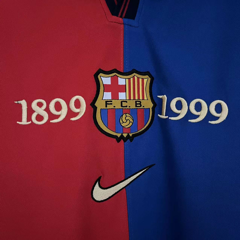 Camisa I Centenário Barcelona Retrô | 1999 Nike - Vermelha e Azul