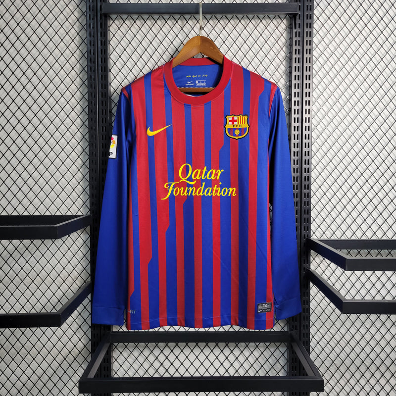 Camisa I Barcelona Retrô | 11/12 Nike - Azul e Vermelha - Manga Longa