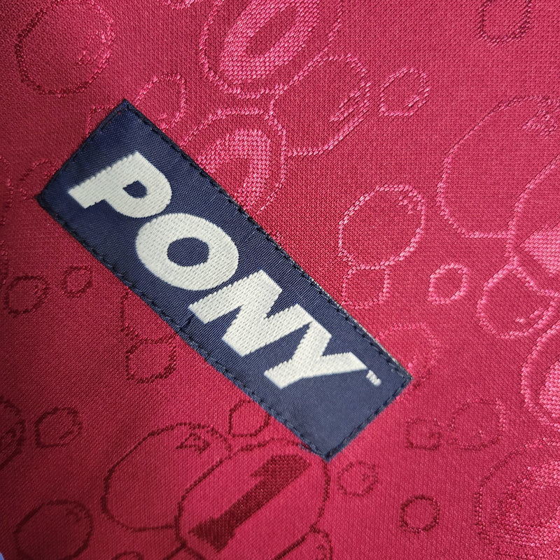 Camisa I West Ham Retrô | 95/97 Pony - Vermelha e Azul - Manga Longa