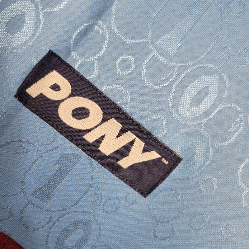 Camisa II West Ham Retrô | 95/97 Pony - Azul e Vermelha - Manga Longa