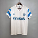 Camisa I Olympique de Marseille Retrô | 1990 Adidas- Branca e Azul