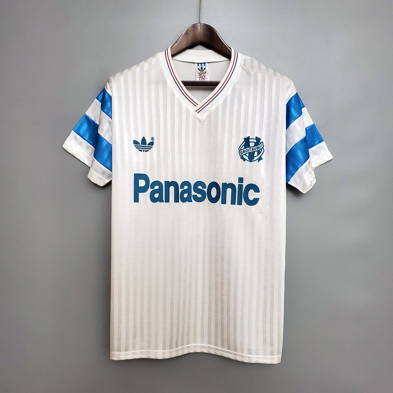 Camisa I Olympique de Marseille Retrô | 1990 Torcedor Adidas- Branca e Azul