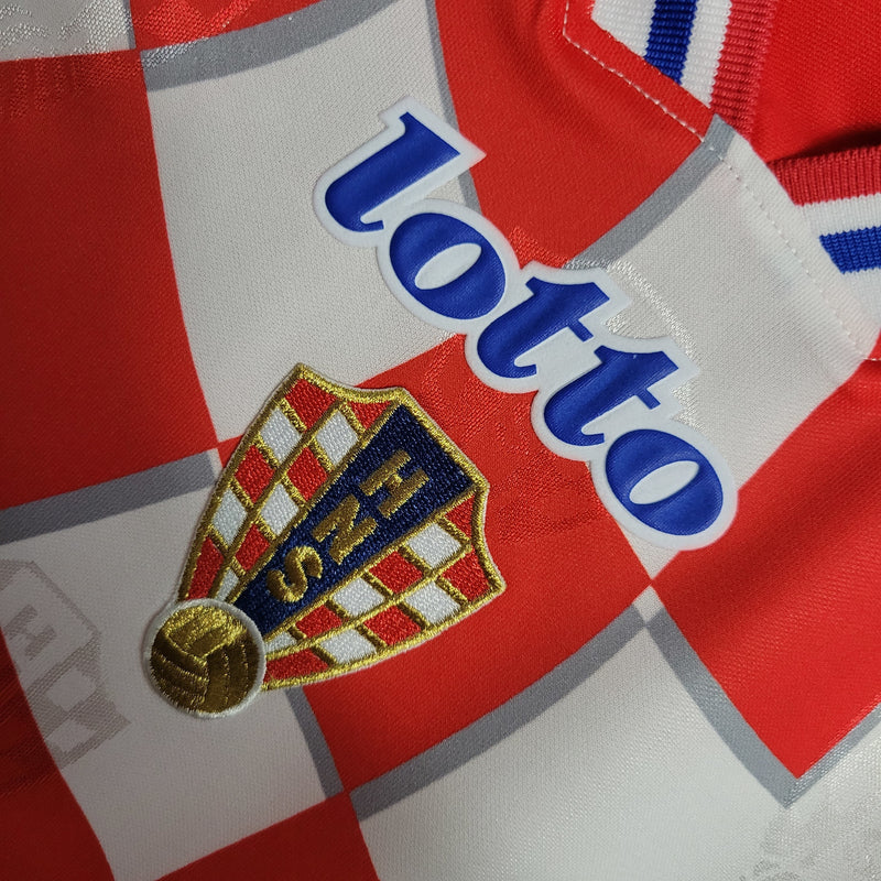 Camisa I Croácia Retrô | 1998 Lotto - Branca e Vermelha