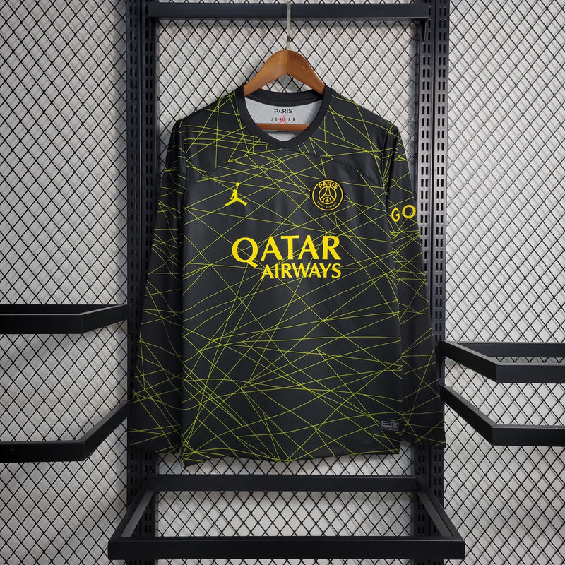 Camisa IV PSG | 22/23 Torcedor Jordan - Preta e Amarela - Manga Longa