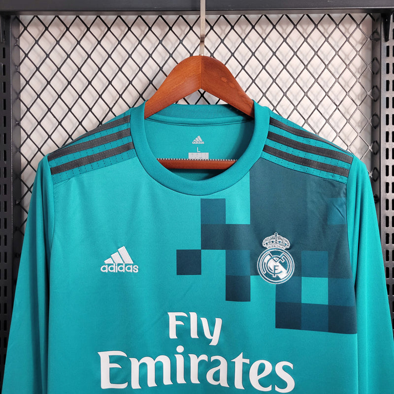 Camisa III Real Madrid | 17/18 Torcedor Adidas - Azul - Manga Longa + Patches
