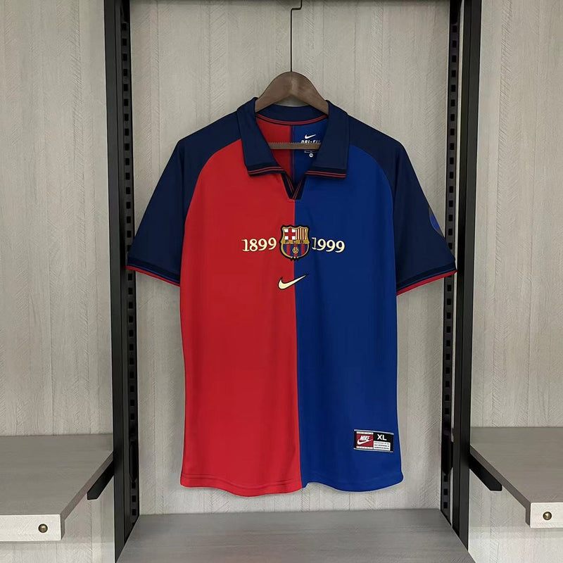 Camisa I Centenário Barcelona Retrô | 1999 Nike - Vermelha e Azul