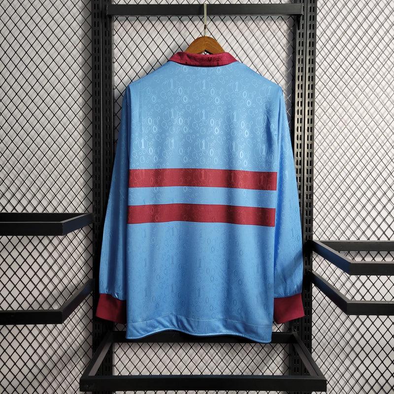 Camisa II West Ham Retrô | 95/97 Pony - Azul e Vermelha - Manga Longa
