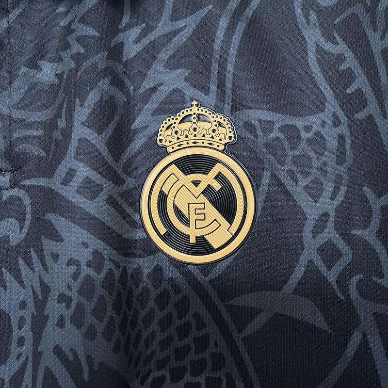 Camisa Chinese Dragon Real Madrid | 23/24 Torcedor Adidas - Preta e Branca