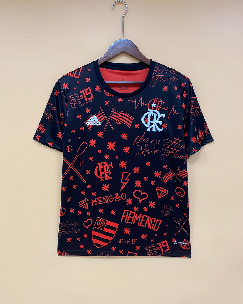 Camisa Pré Jogo Flamengo | 22/23 Torcedor Adidas - Preta e Vermelha