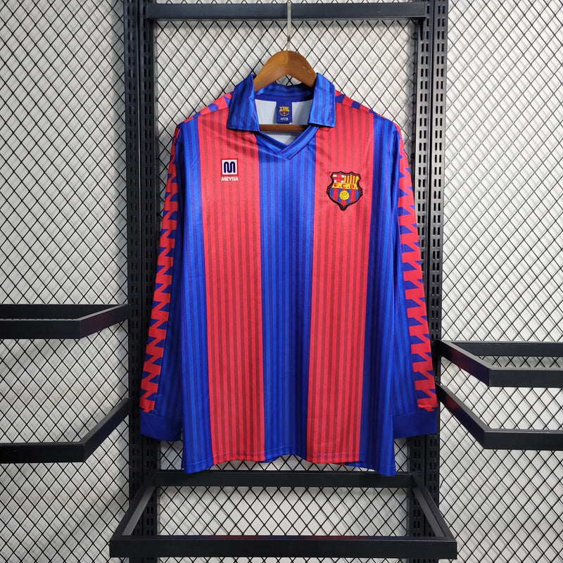 Camisa I Barcelona Retrô | 91/92 Meyba - Azul e Vermelha - Manga Longa