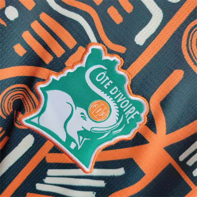 Camisa Pré Jogo Costa do Marfim | 2024 Torcedor Puna - Laranja Verde e Branca