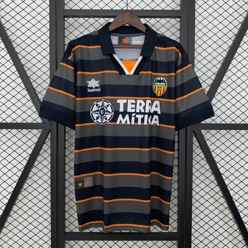 Camisa III Valencia Retrô | 99/00 Luanvi - Cinza Azul e Laranja