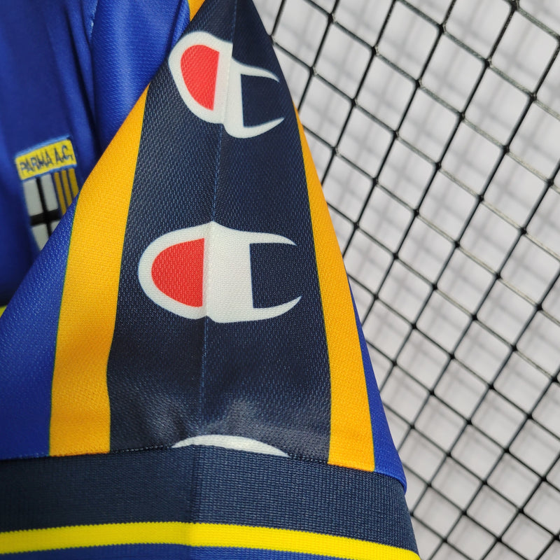 Camisa I Parma Retrô | 01/02 Champion - Azul e Amarela