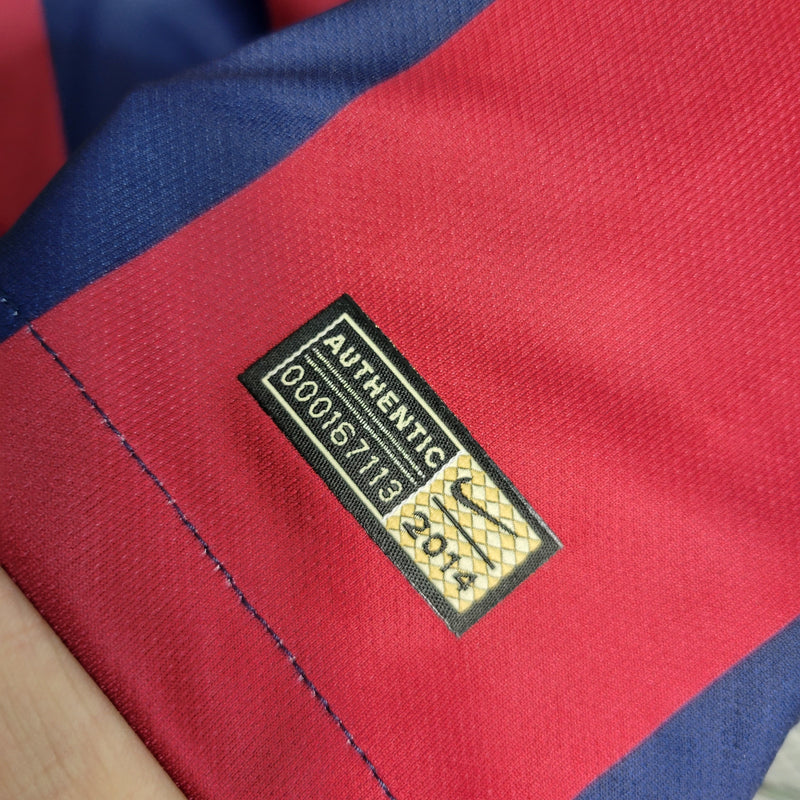Camisa I Barcelona Retrô | 14/15 Nike - Azul e Vermelha - Manga Longa