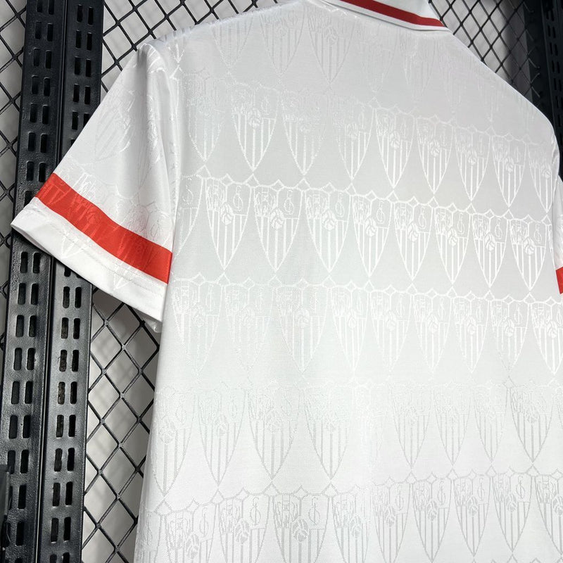 Camisa I Sevilla Retrô | 93/94 Hot Shot - Branca e Vermelha
