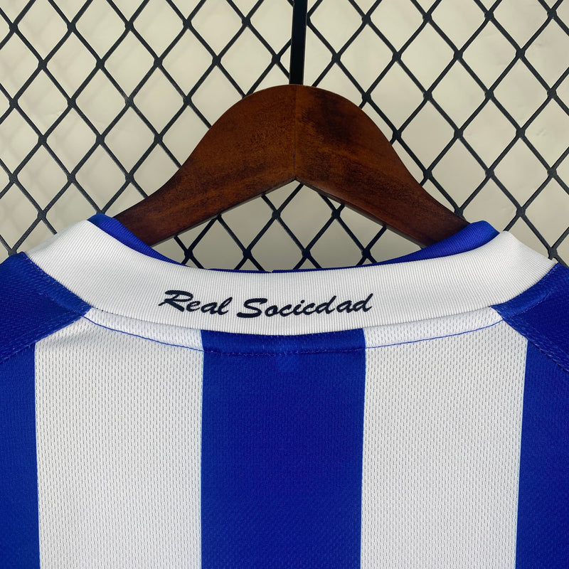 Camisa I Real Sociedad Retrô | 02/03 Astore - Azul e Branca