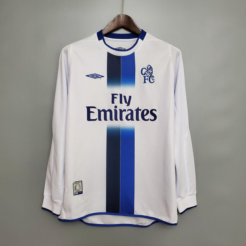 Camisa II Chelsea Retrô | 03/05 Torcedor Umbro - Branca e Azul - Manga Longa