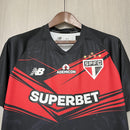 Camisa II Goleiro São Paulo | 25/26 Torcedor New Balance - Preta Vermelha e Branca