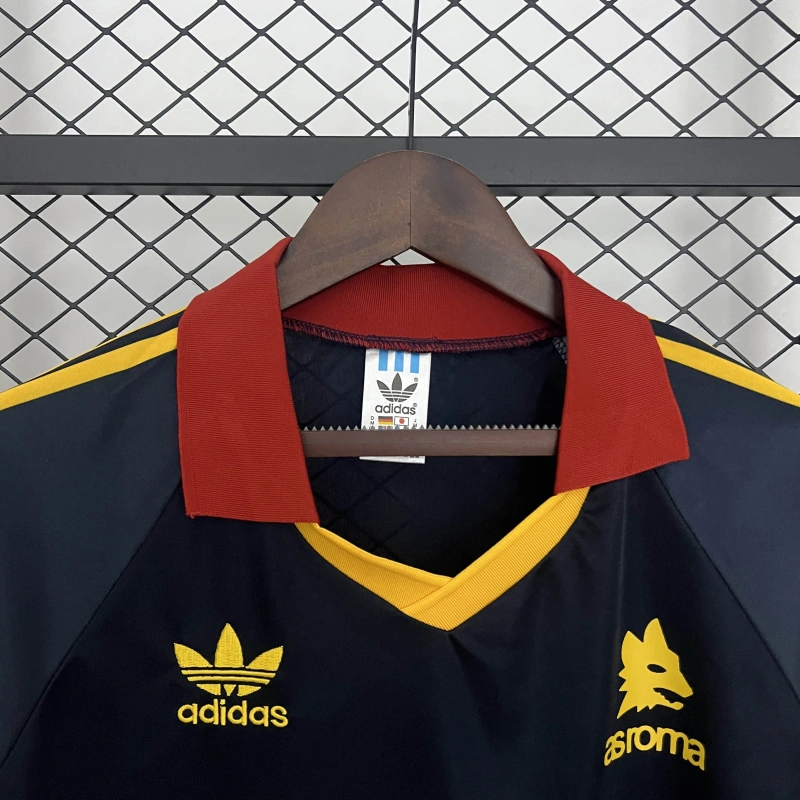Camisa I Roma Retrô | 91/92 Adidas - Azul Vermelha e Amarela