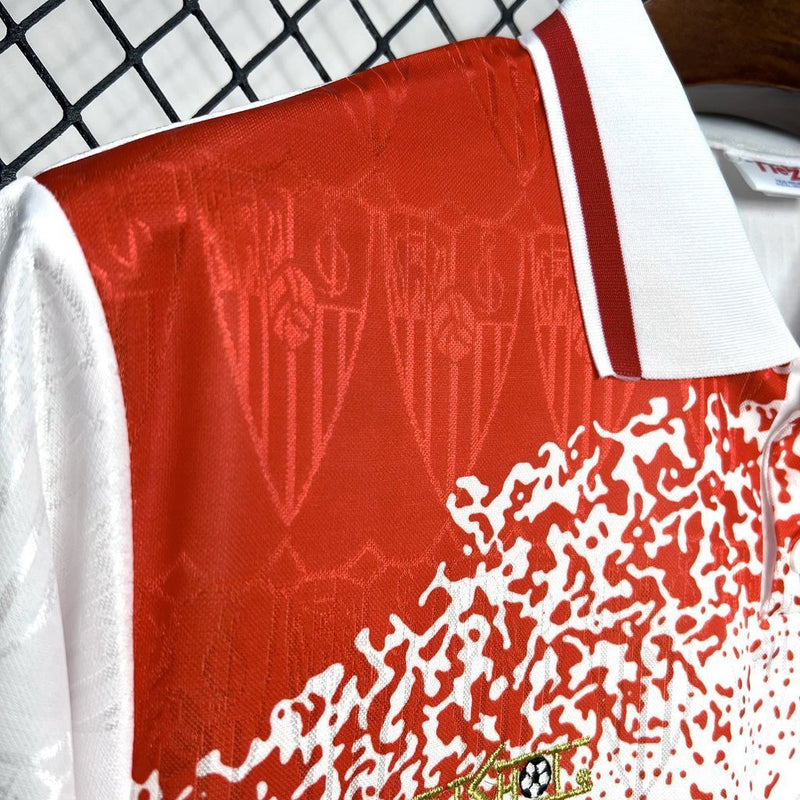 Camisa I Sevilla Retrô | 93/94 Hot Shot - Branca e Vermelha