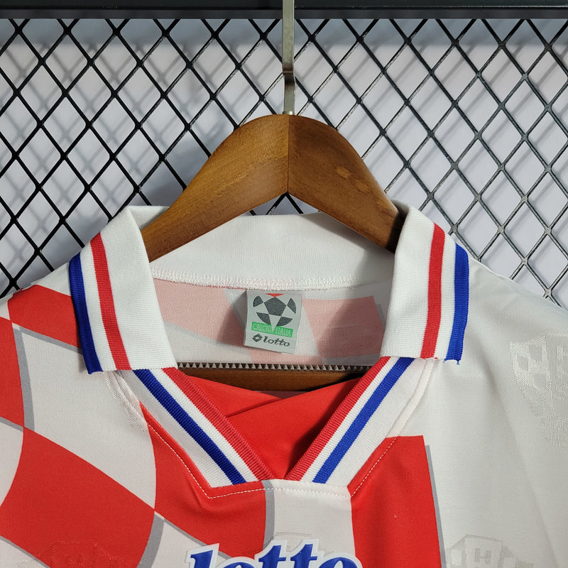 Camisa I Croácia Retrô | 1998 Lotto - Branca e Vermelha